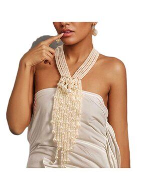 Tigerstars Cascading Pearly Fringe Statement Necklace